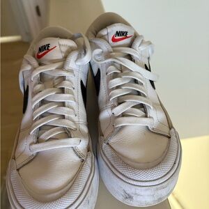 Nike White Sneakers with Black and Red Accents